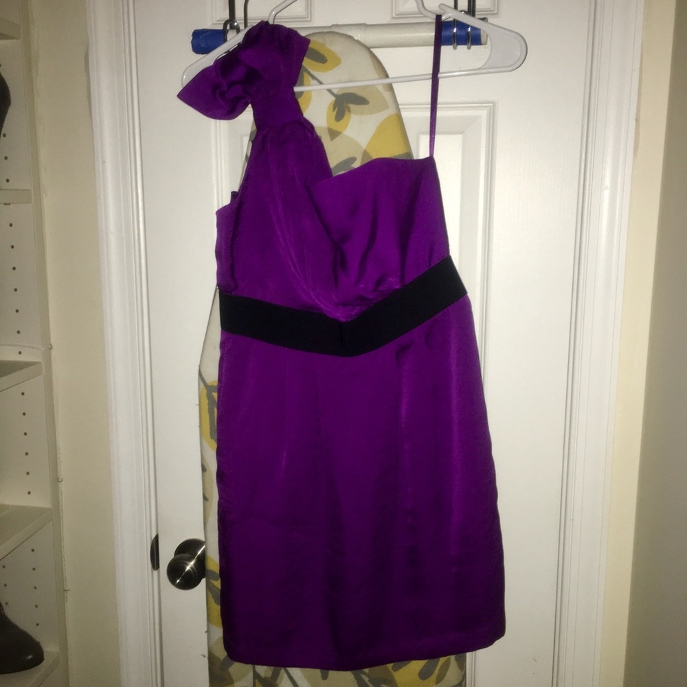BCBG Generation One Shoulder Purple Cocktail Dress